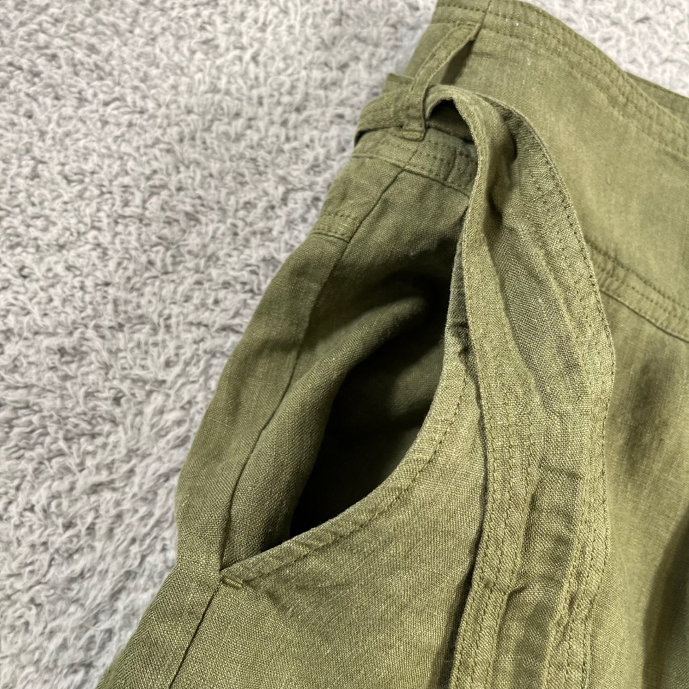 Wrap London Forest Green 100% Linen Belted Shorts Size US 16 NWT - Picture 12 of 16